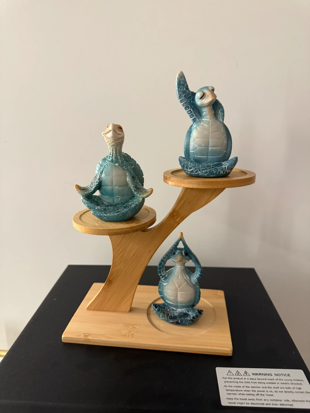 Zen Turtle Figurine Set with Bamboo Stand
