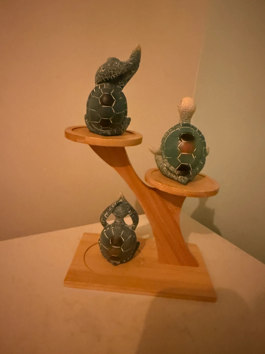 Zen Turtle Figurine Set with Bamboo Stand - photo 2
