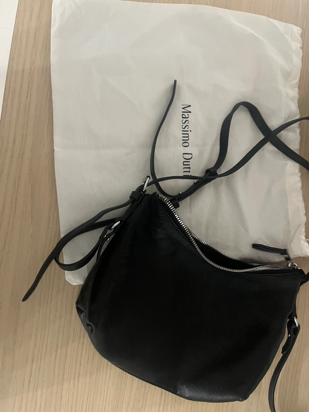 Massimo Dutti Small Nappa Leather Bag - Black - photo 2