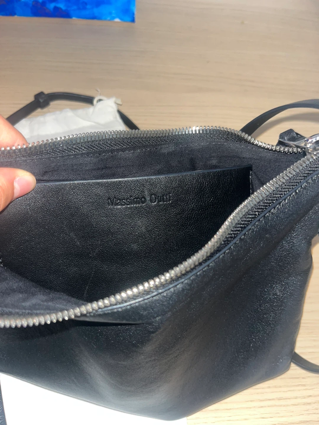 Massimo Dutti Small Nappa Leather Bag - Black - photo 3