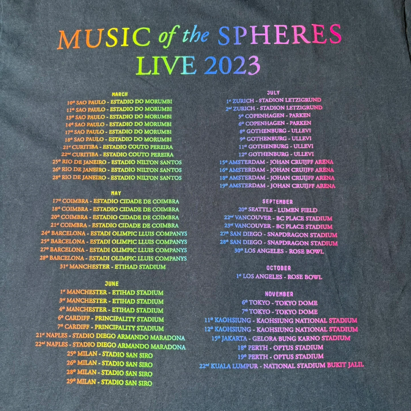 Coldplay Music of the Spheres Live 2023 T-Shirt Size L - photo 3