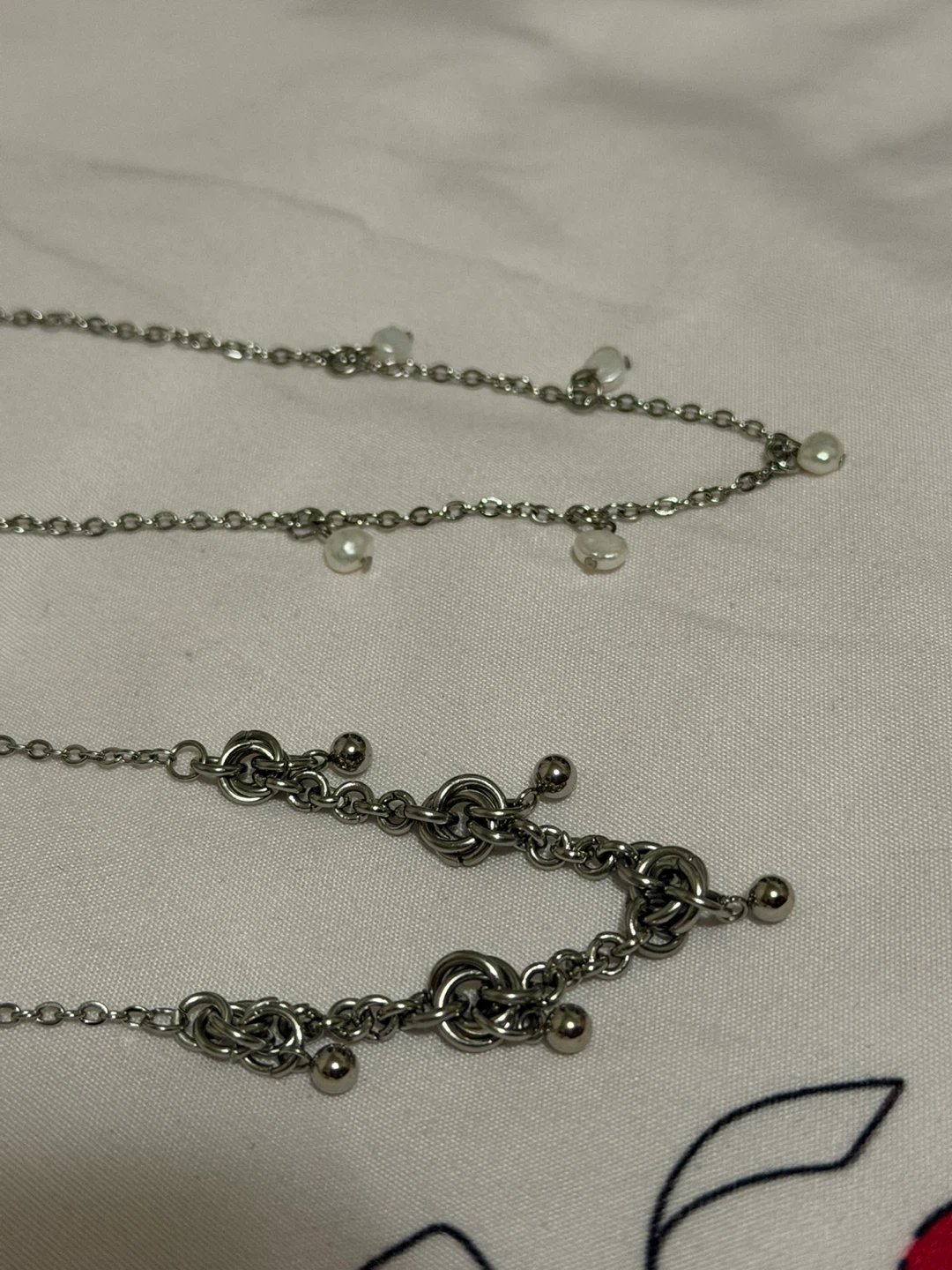 Stainless Steel Chainmaille Necklace, Pearl Necklace - photo 2