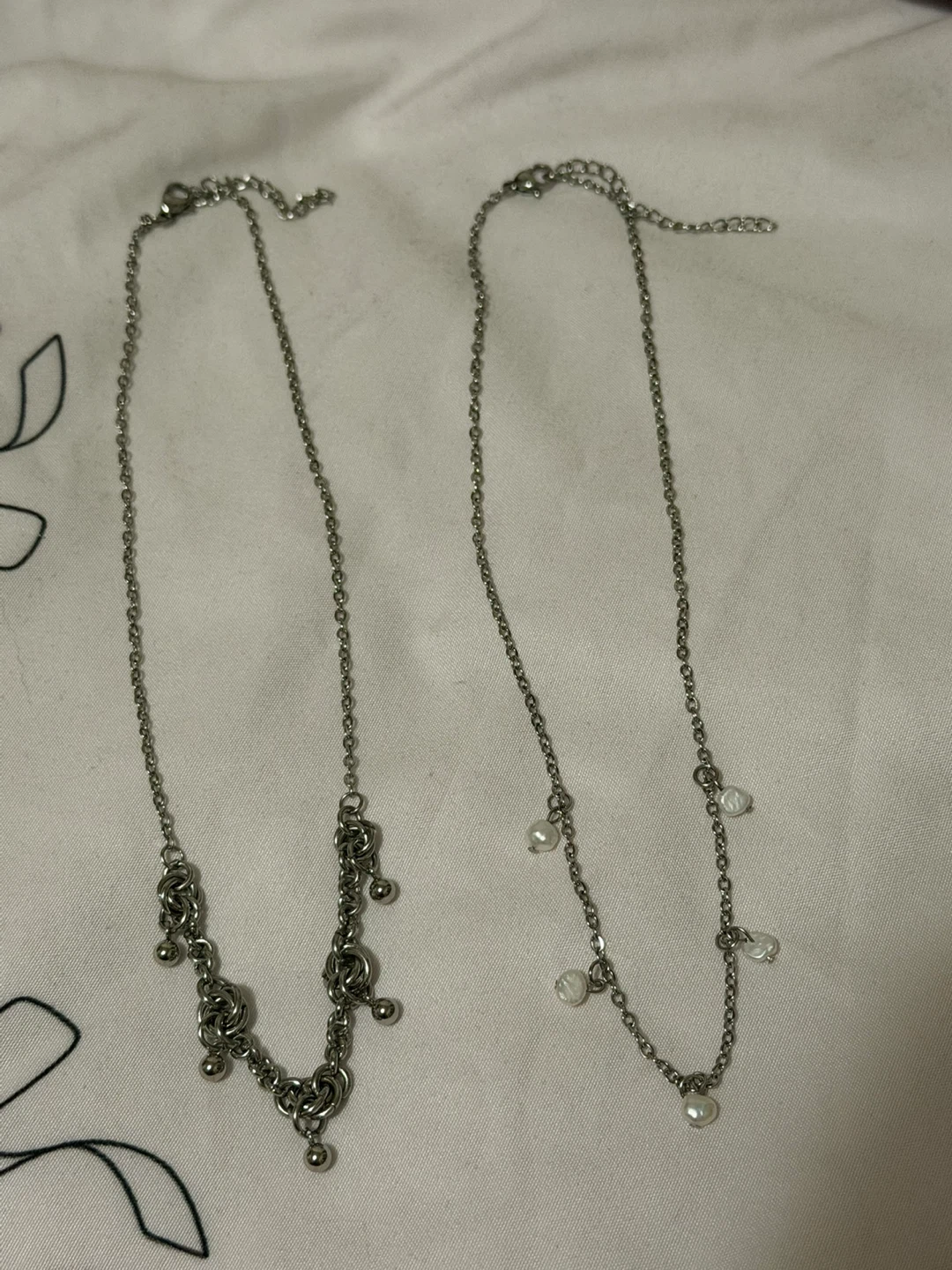 Stainless Steel Chainmaille Necklace, Pearl Necklace