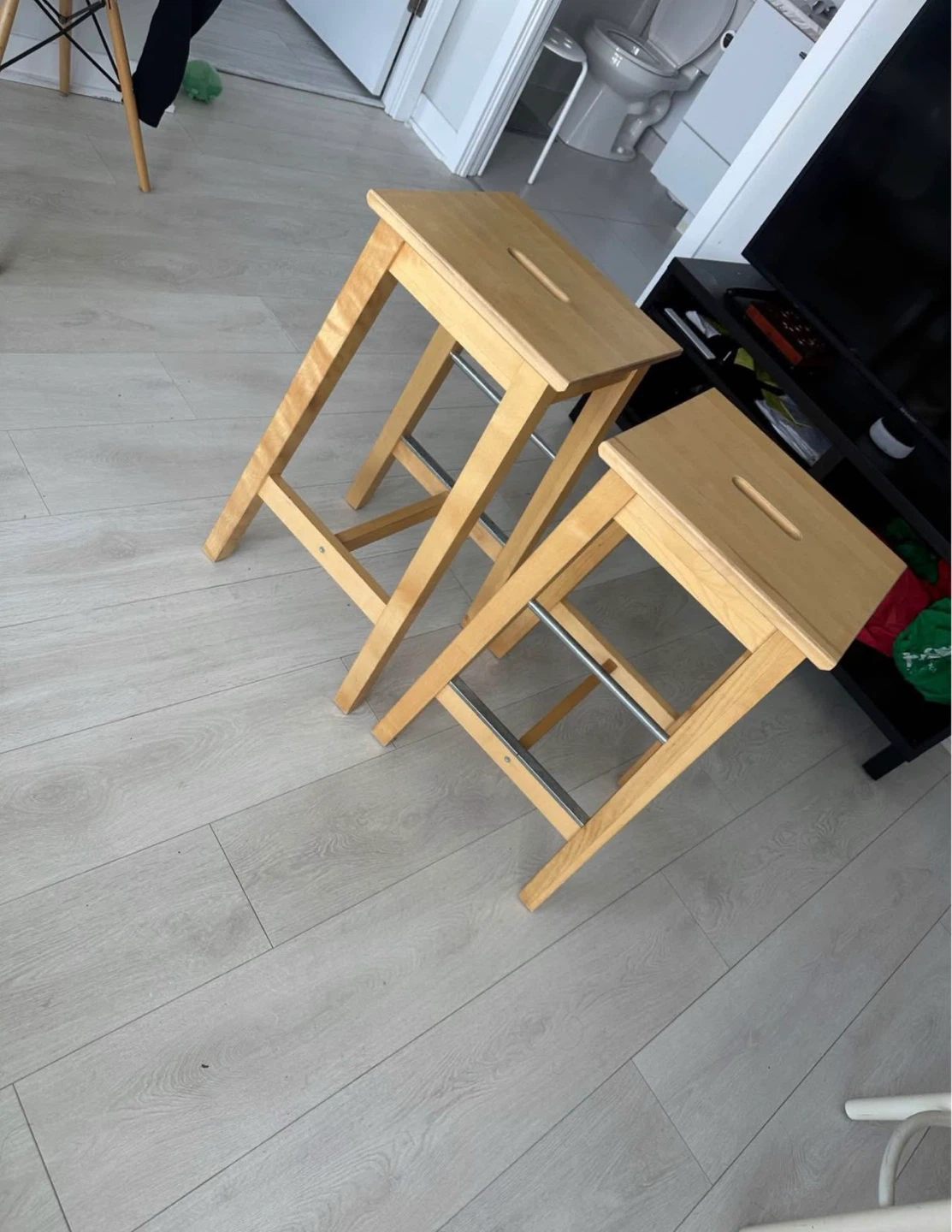 IKEA Wooden Bar Stools - Set of 2