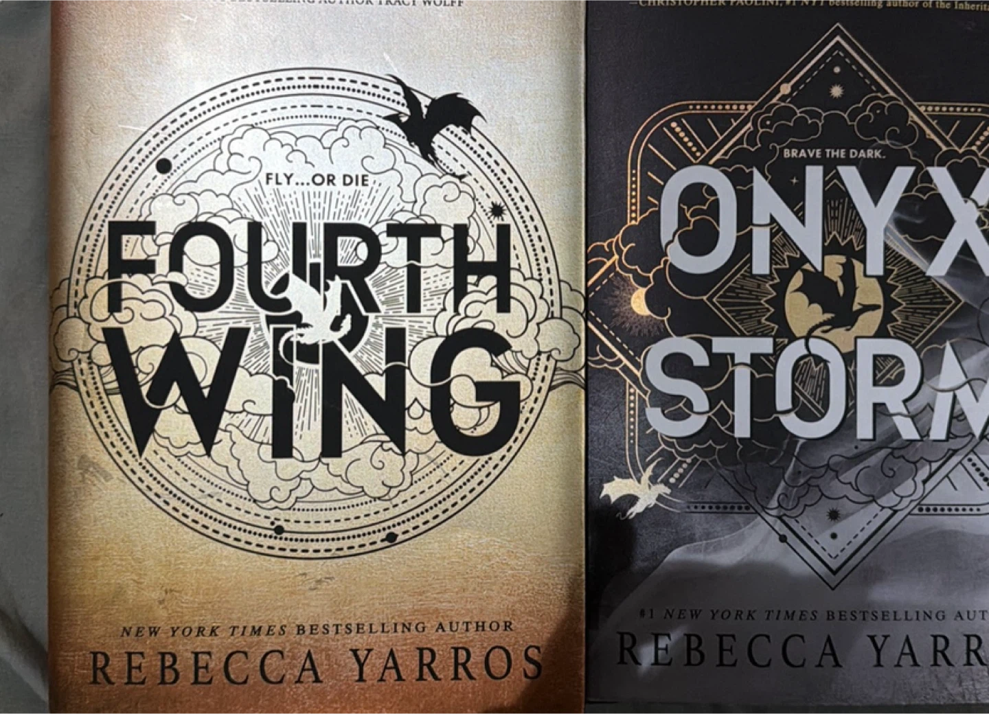 Fourth Wing and Onyx Storm Books by Rebecca Yarros