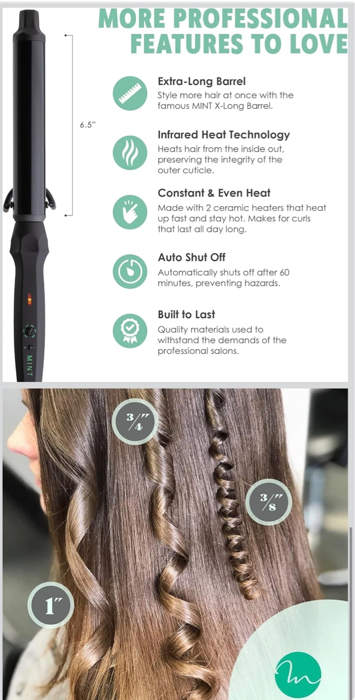 MINT Pro Hair Wand Curling Iron - 1.25 Inch, Black - photo 5