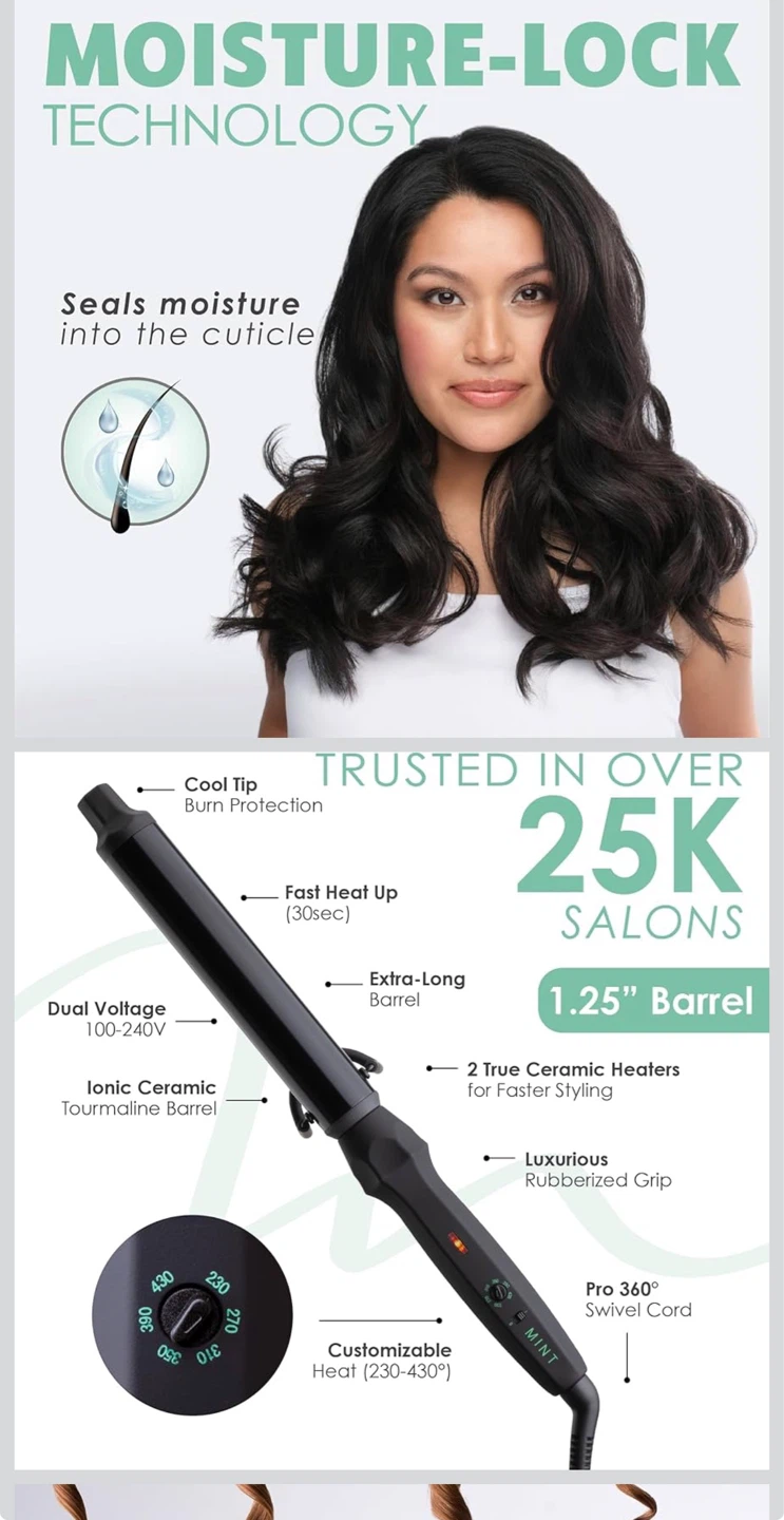 MINT Pro Hair Wand Curling Iron - 1.25 Inch, Black - photo 3
