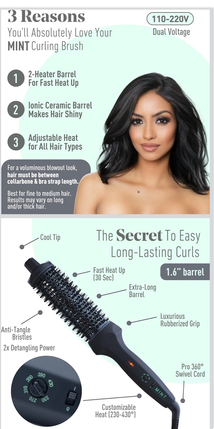 MINT Extra-Long 1.6 Inch Thermal Brush - photo 3