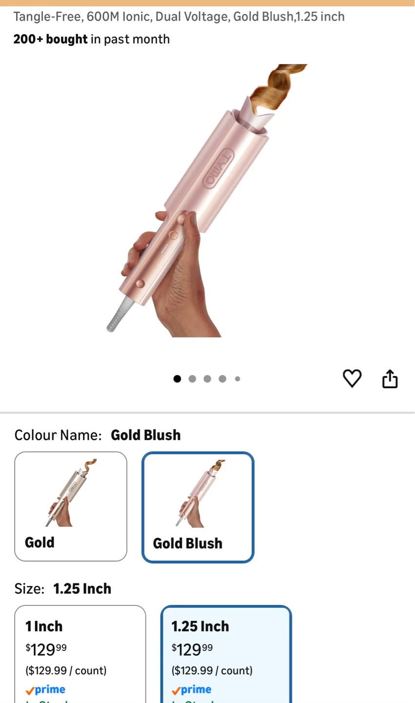 TYMO CurlPro Plus Automatic Curling Iron - Gold Blush, 1.25 inch