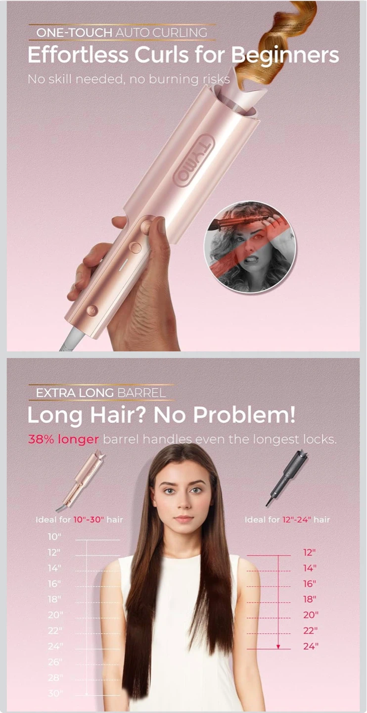 TYMO CurlPro Plus Automatic Curling Iron - Gold Blush, 1.25 inch - photo 3
