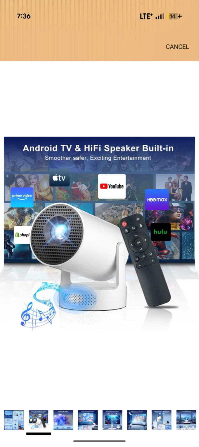 Off-white Projector with Android TV