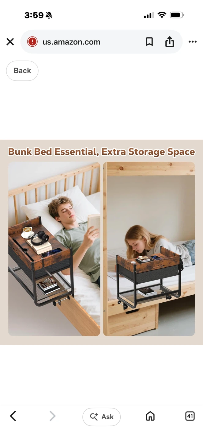 Bedside Shelf with Drawer and Metal Mesh Layer