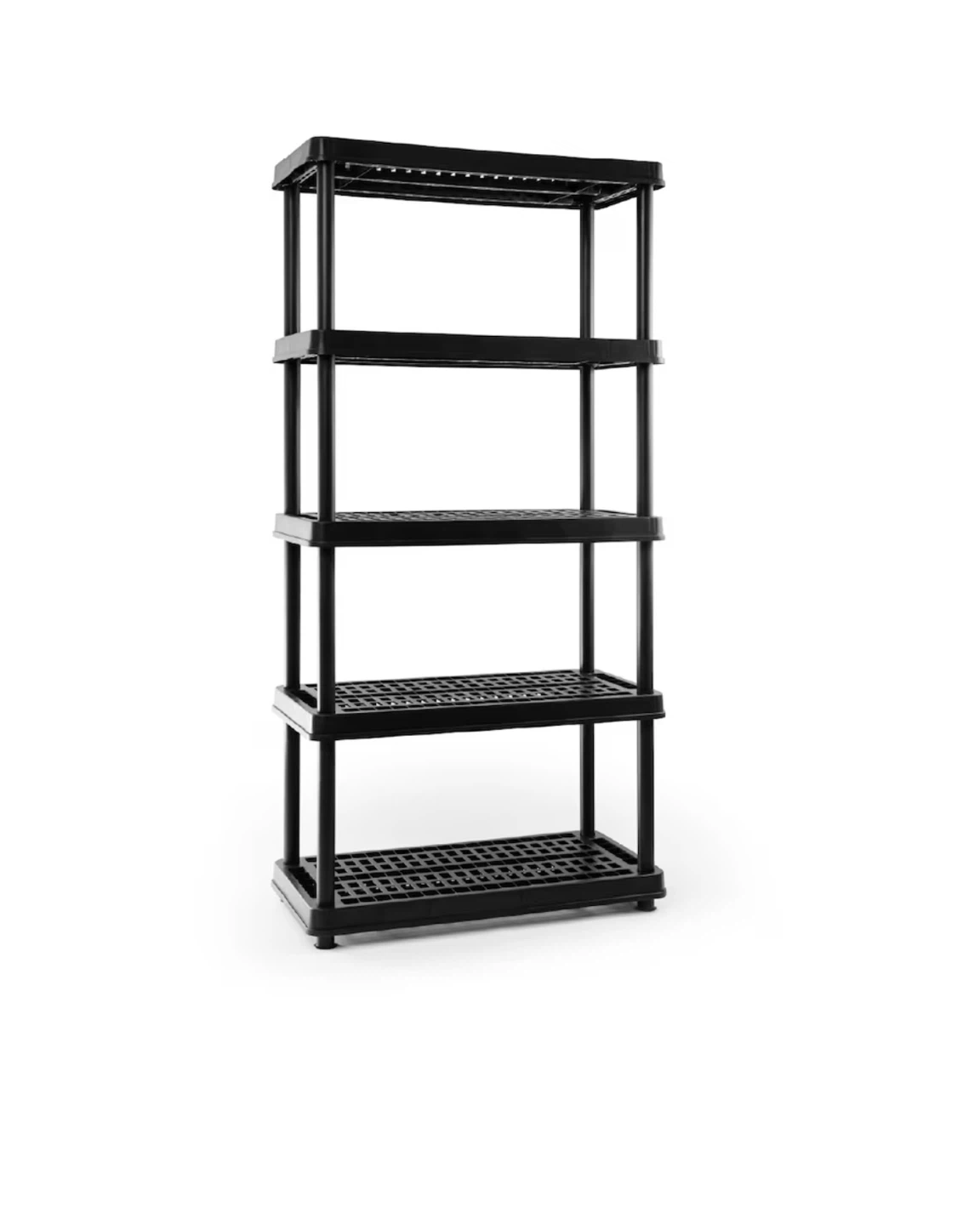 5-Shelf Black Plastic Storage Unit