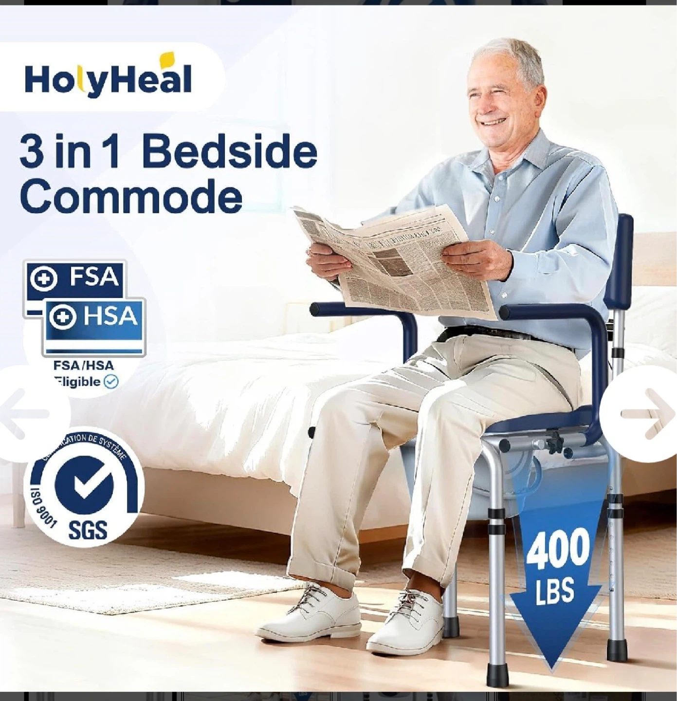 HolyHeal 3-in-1 Bedside Commode - photo 2