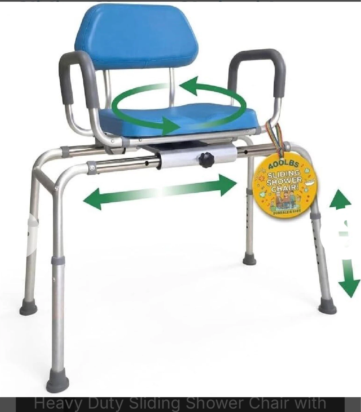 Heavy Duty Sliding Shower Chair with 360° Swivel Seat