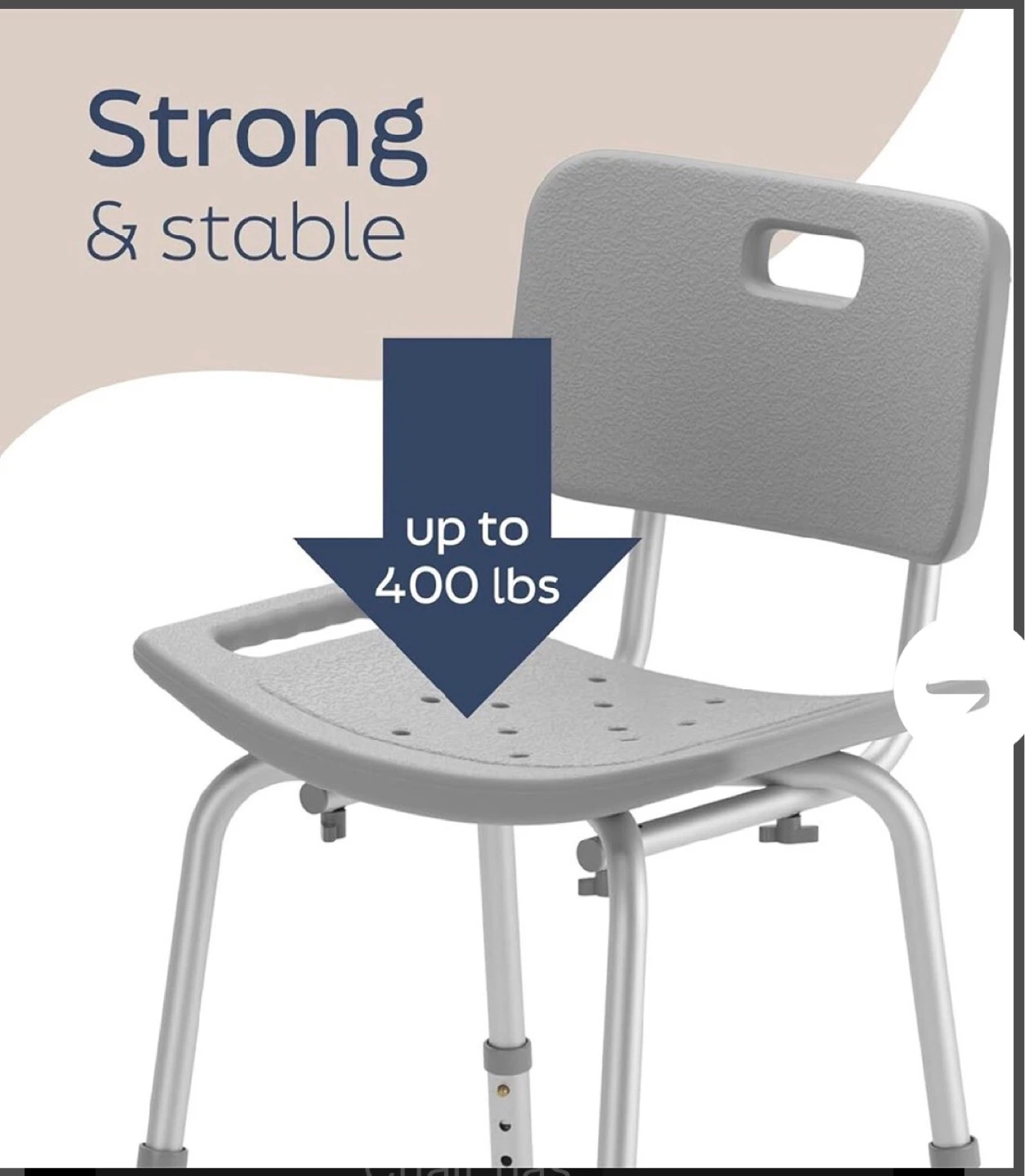 Adjustable Shower Chair with Back - photo 3