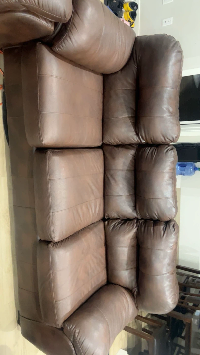 Brown Leather Loveseat Sofa - photo 2