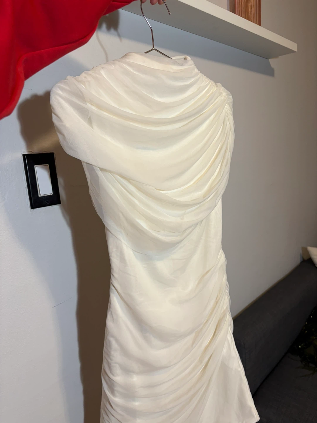 Zara White Ruched Mock Neck Mini Dress new w tags - photo 5