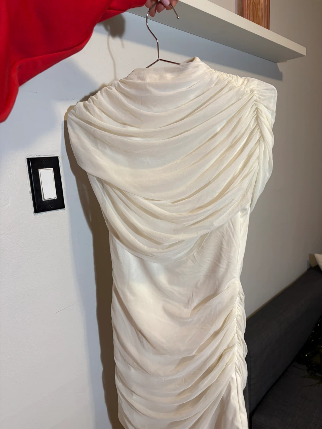 Zara White Ruched Mock Neck Mini Dress new w tags - photo 4