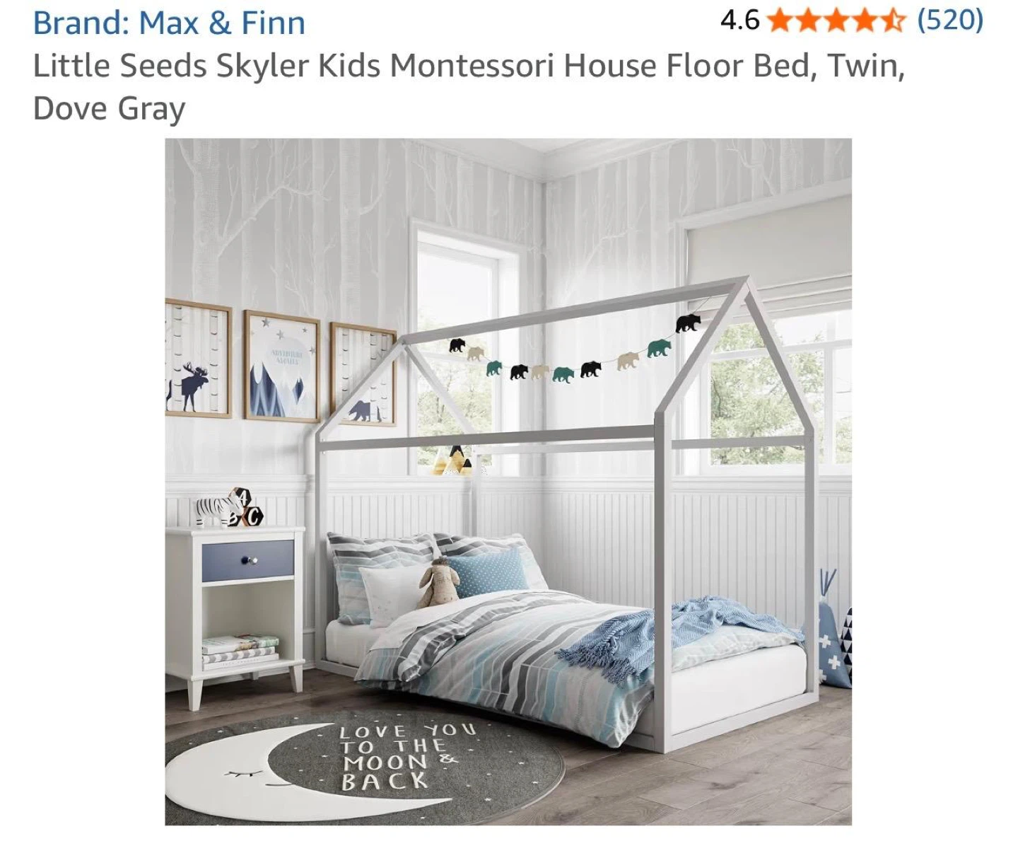Floor Bed, Twin, Dove Gray