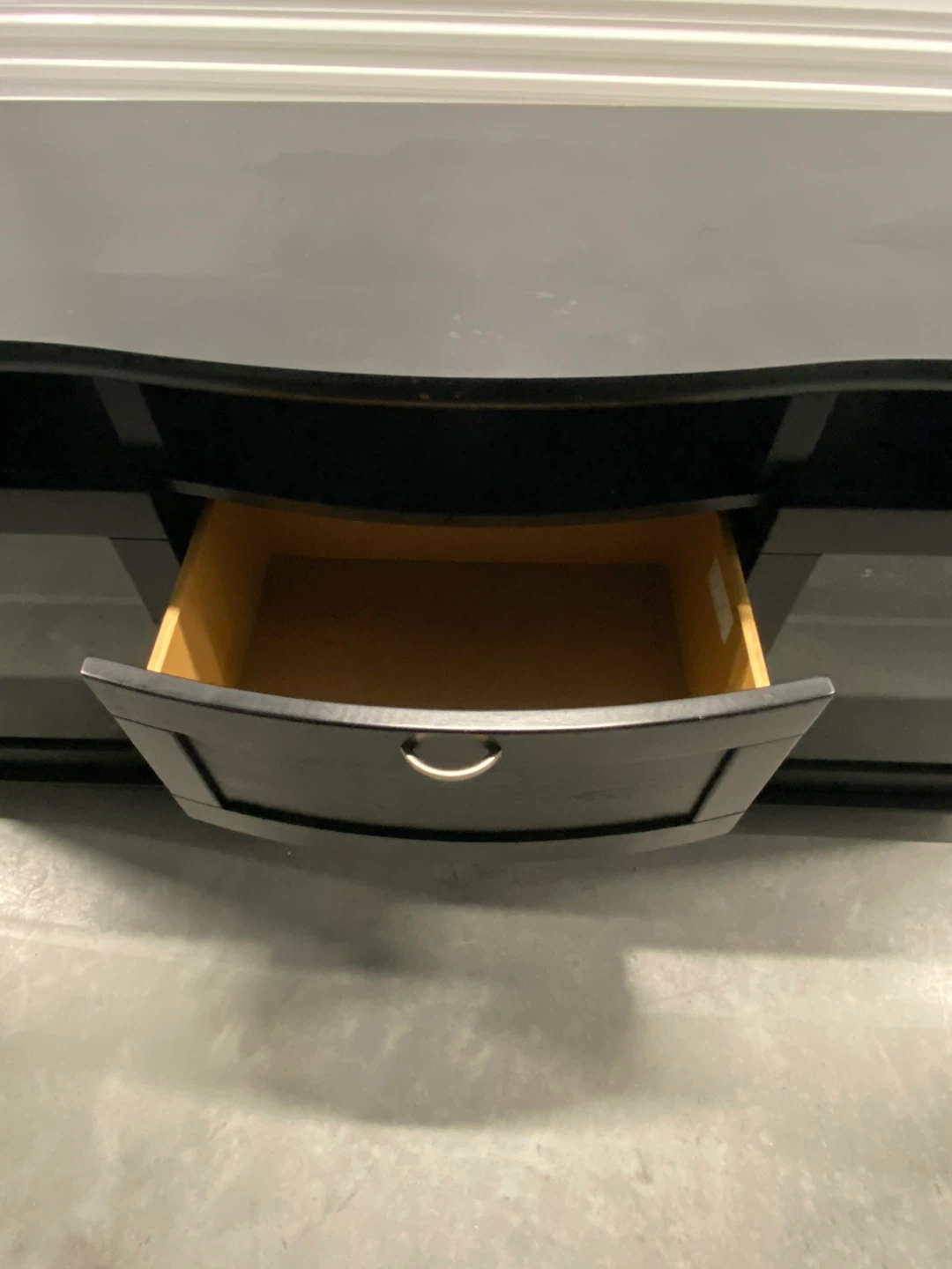 Black TV Stand with Glass Doors and Drawers - photo 2