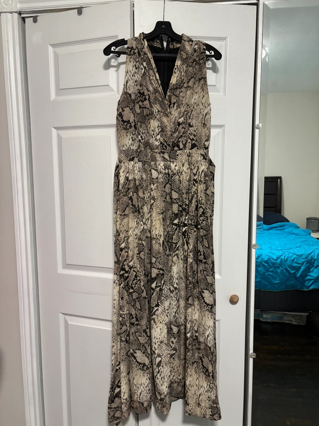 Sleeveless Snake Print Maxi Dress