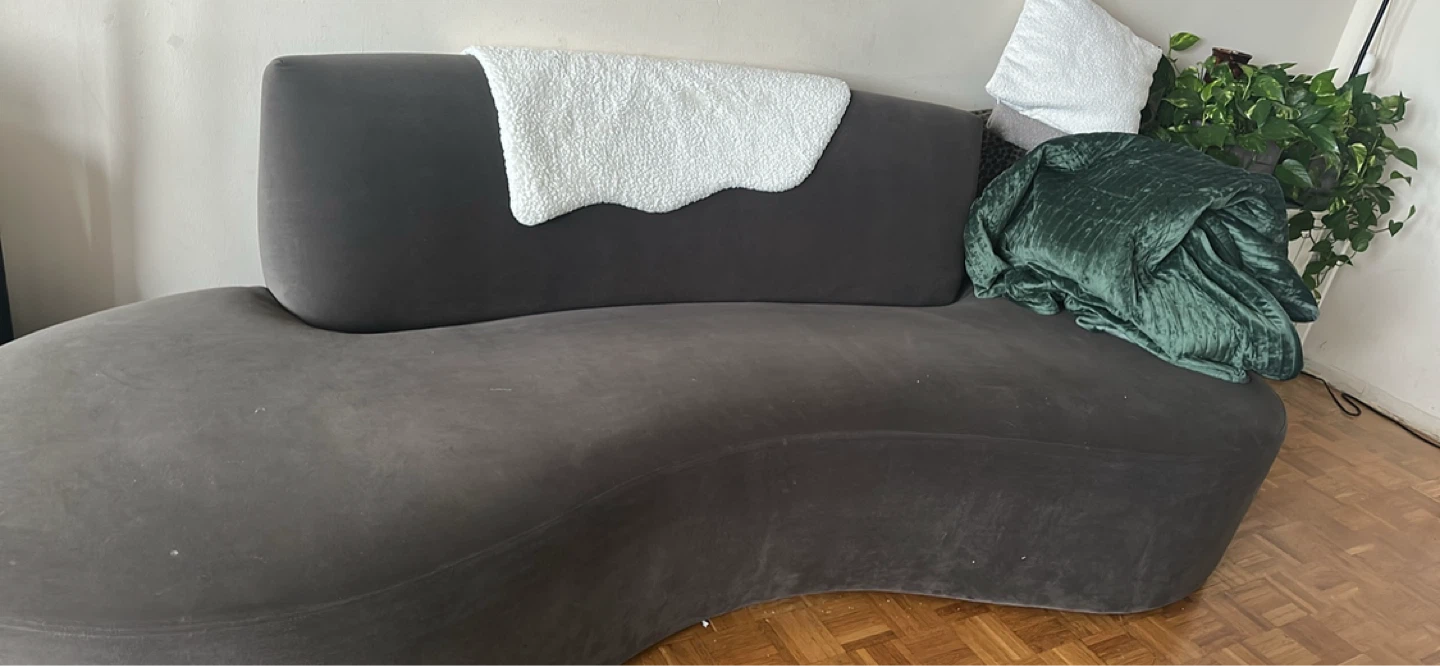 Curved Grey Sofa - photo 5