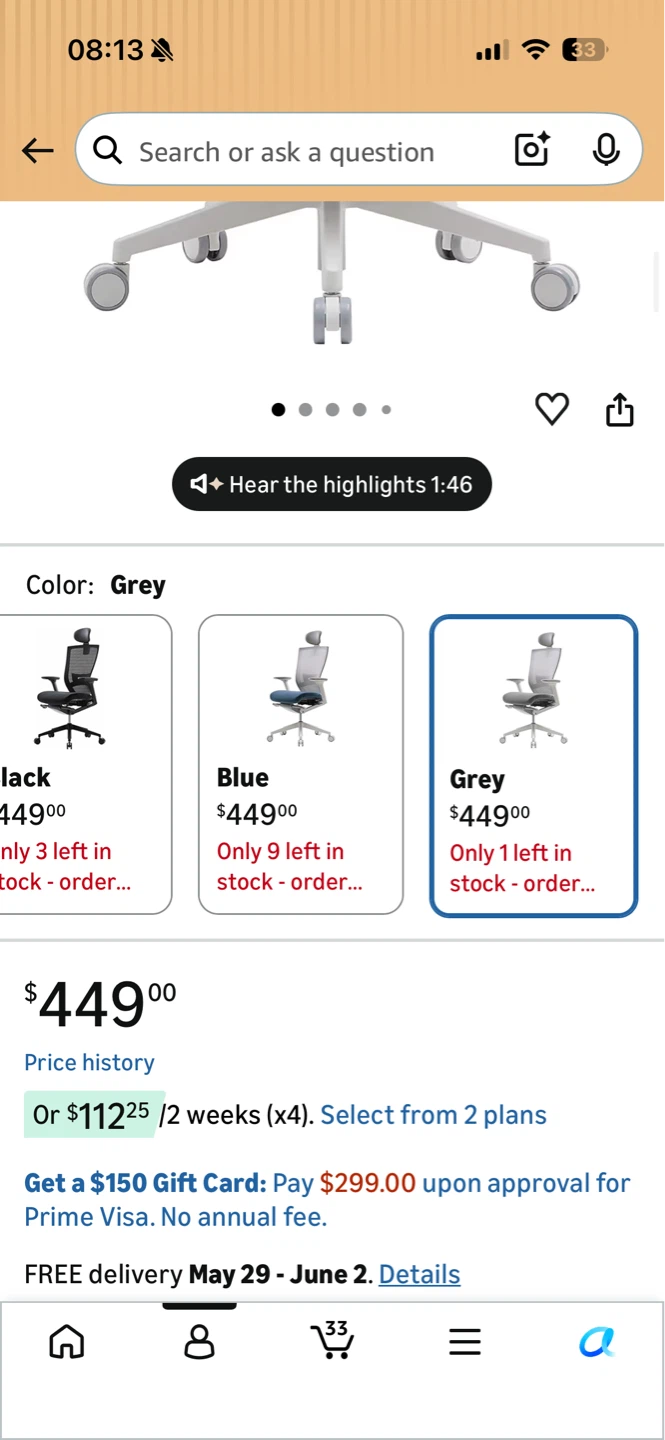 SIDIZ T50 Ergonomic Home Office Chair - Grey - photo 2