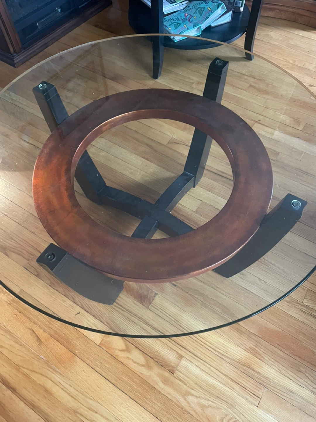 36” round glass coffee table with two matching 26” end tables - photo 2