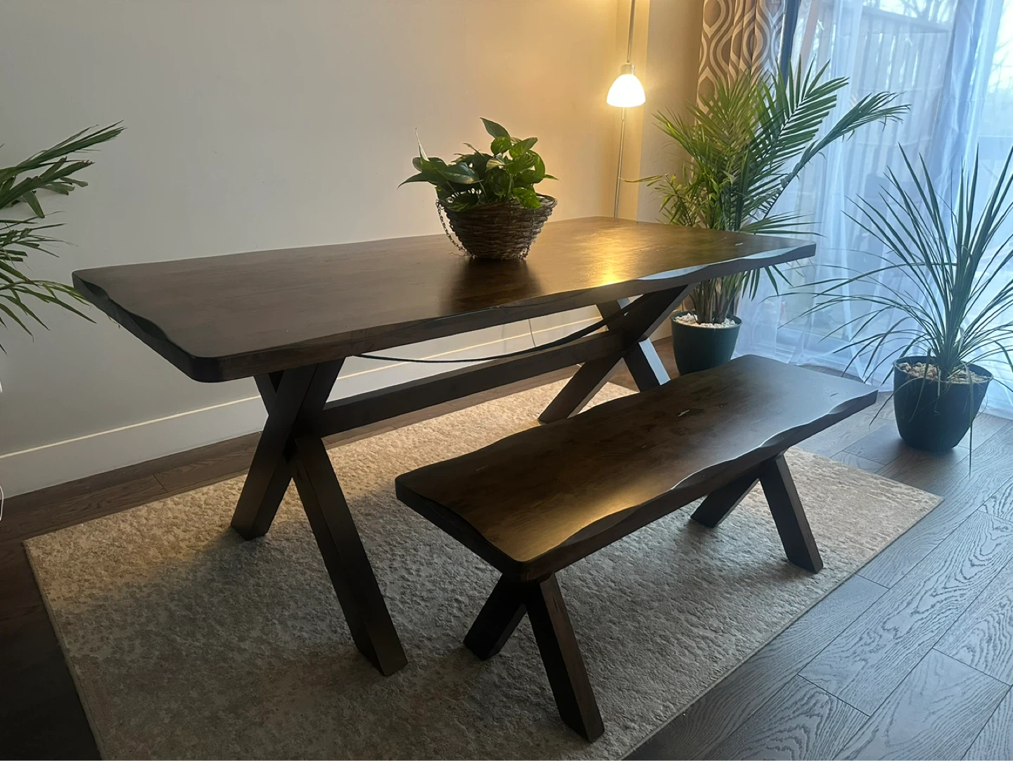 Wooden Dining Table and Bench Set - photo 2