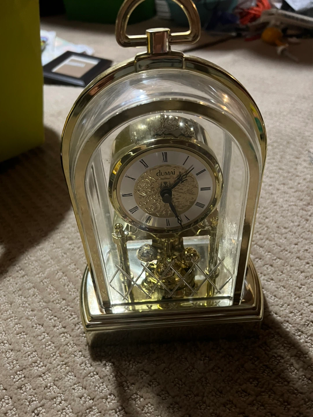 JUMAX Gold Tone Pendulum Mantel Clock