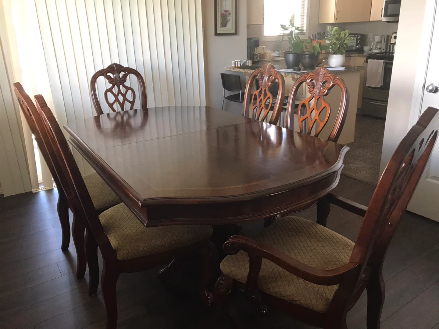Vintage Cherry Wood Dining Table Set with Hutch - photo 2