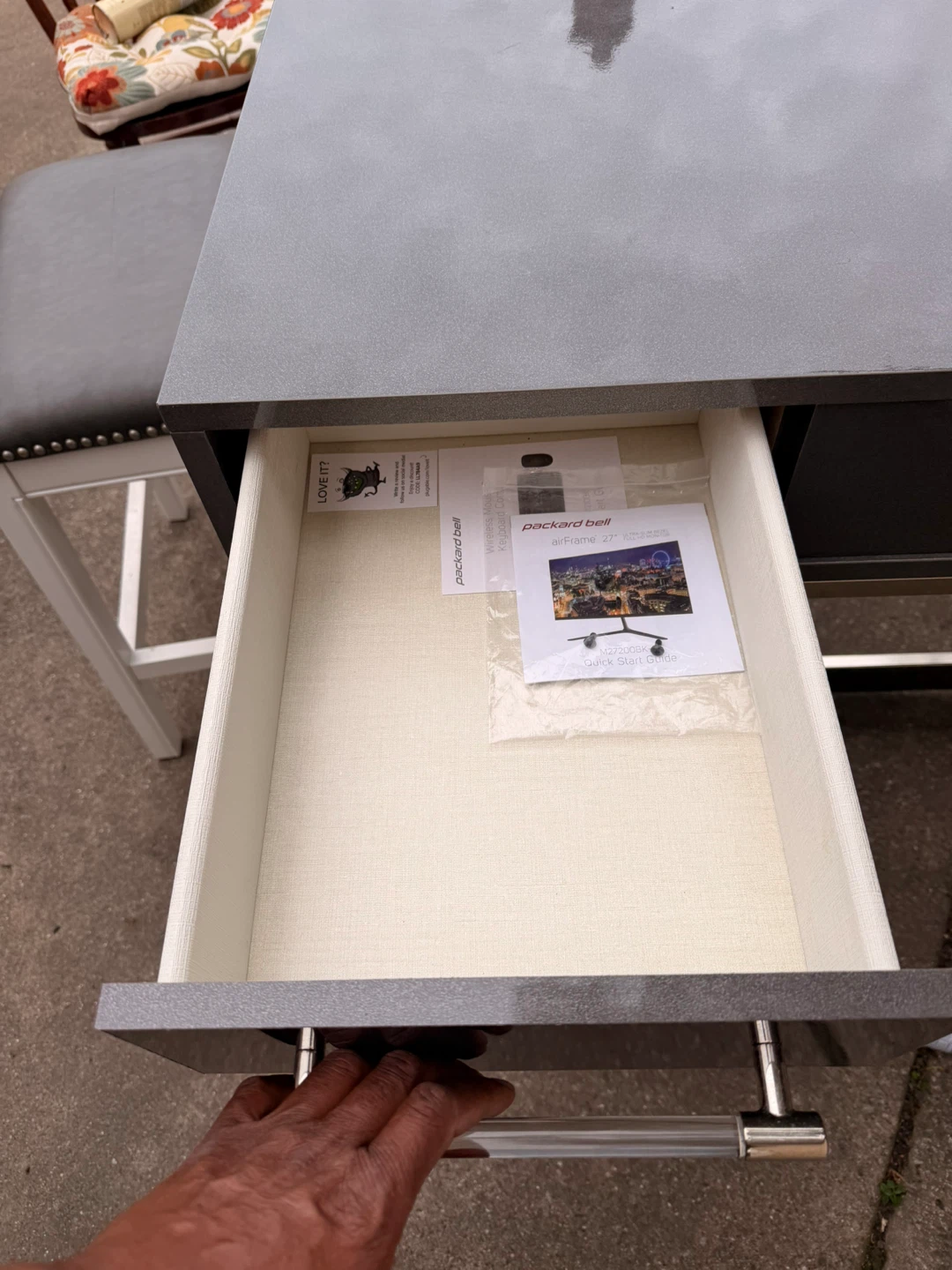 Gray Console Table with Chrome Legs - photo 5