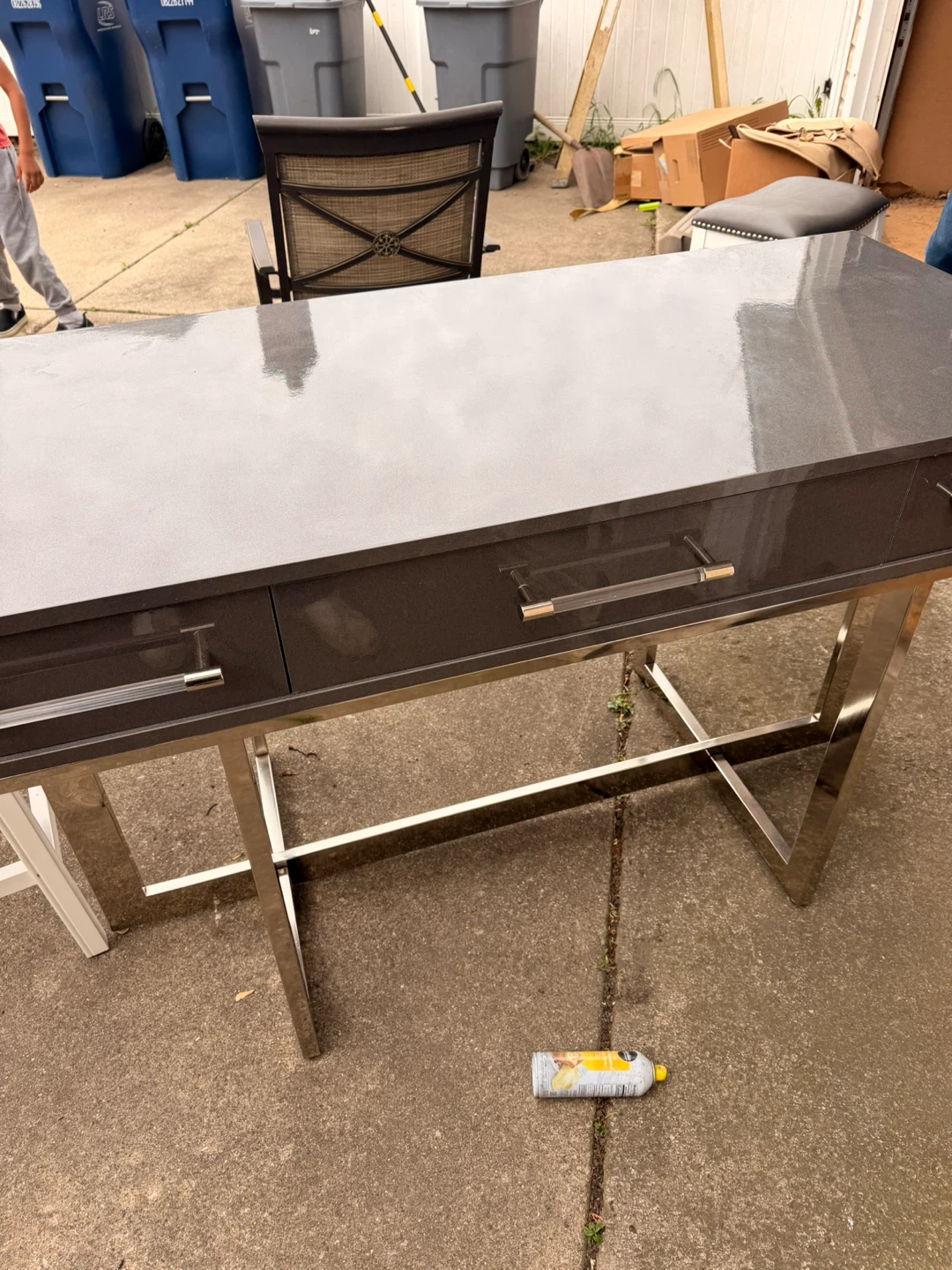 Gray Console Table with Chrome Legs - photo 2