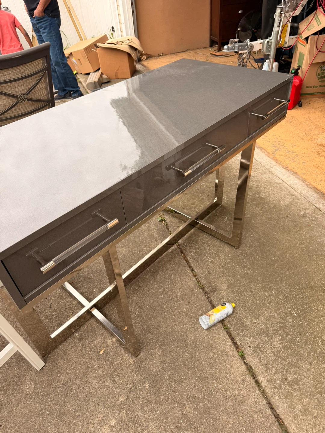 Gray Console Table with Chrome Legs - photo 3