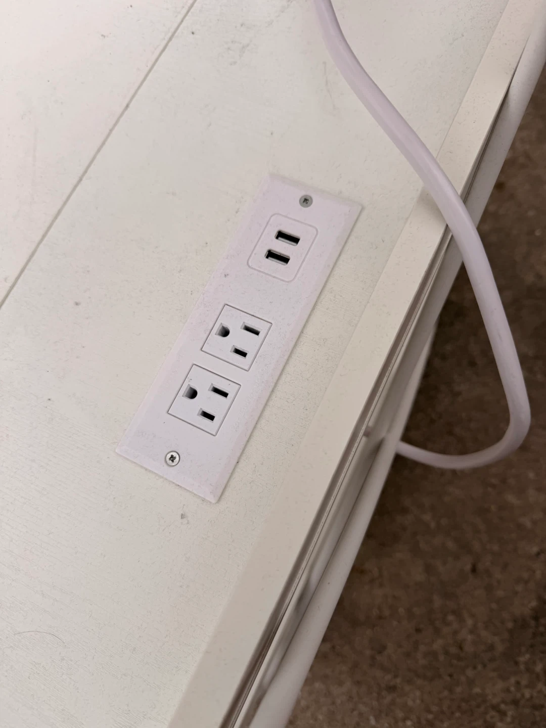 White Desk with Built-in Power Outlets and Shelving - photo 4