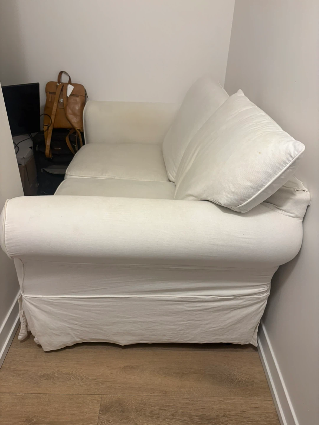 White Sofa Couch with removable slipcover