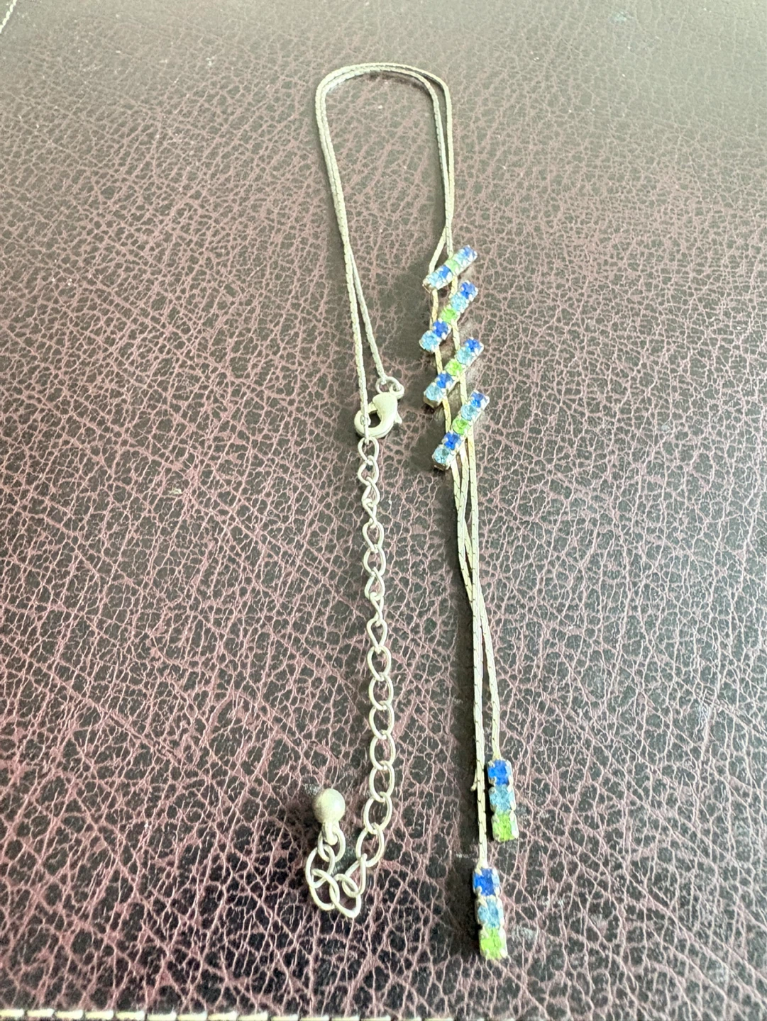 Silver Necklace with Blue and Rhinestones - photo 4
