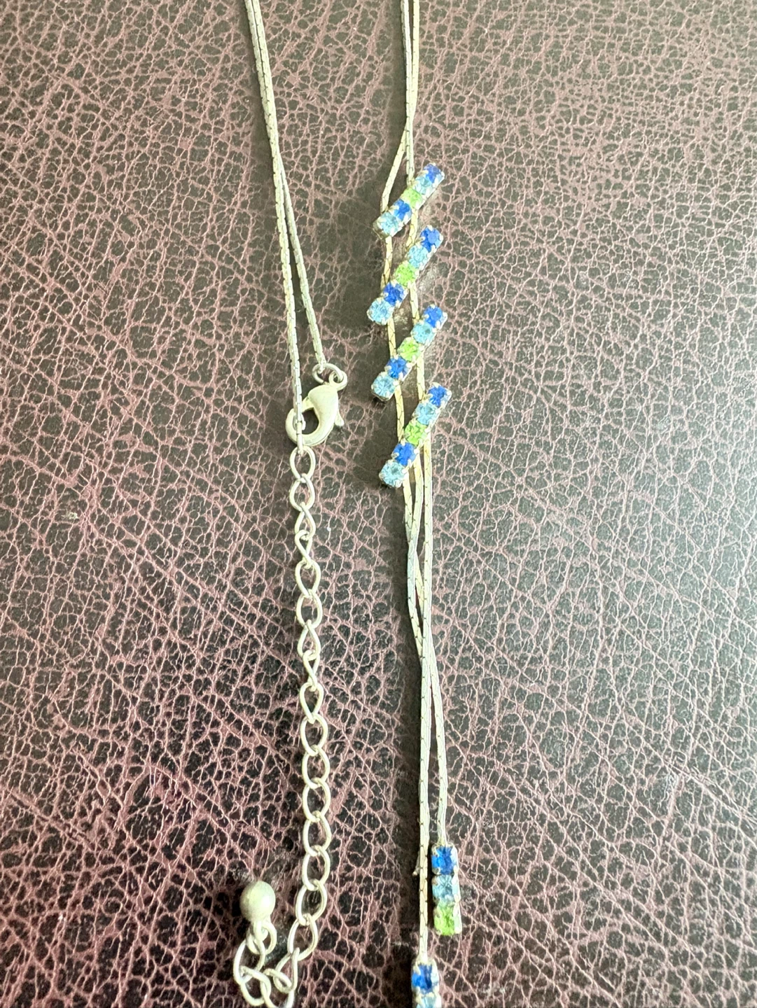 Silver Necklace with Blue and Rhinestones - photo 5