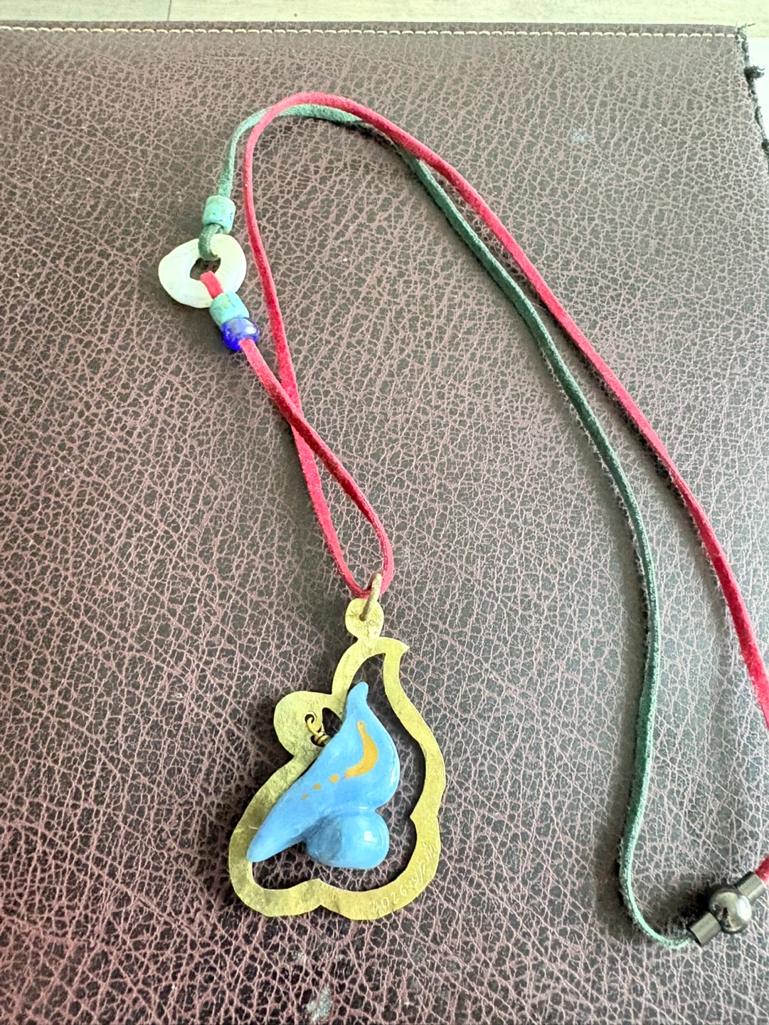 Handmade Blue Bird Pendant Necklace with Suede Cord - photo 4