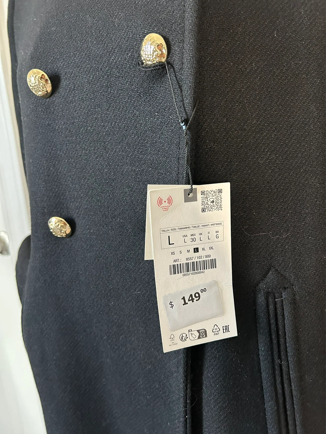 L - NEW with TAG! ZARA Double Breasted  Coat - photo 5