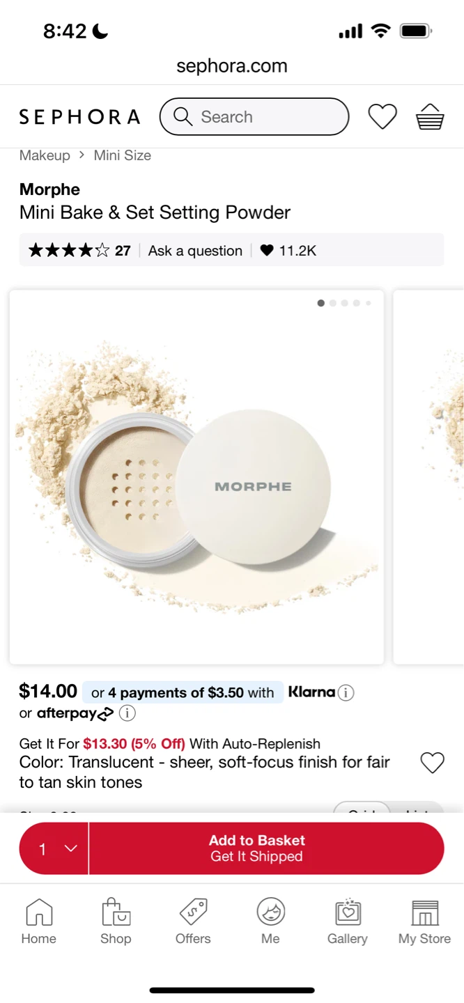 Morphe Mini Bake & Set Setting Powder - Translucent
