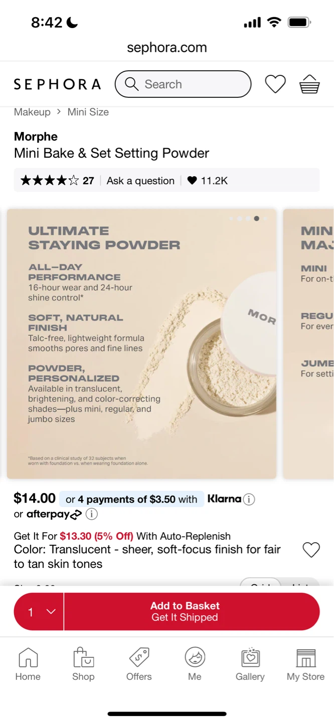 Morphe Mini Bake & Set Setting Powder - Translucent - photo 2
