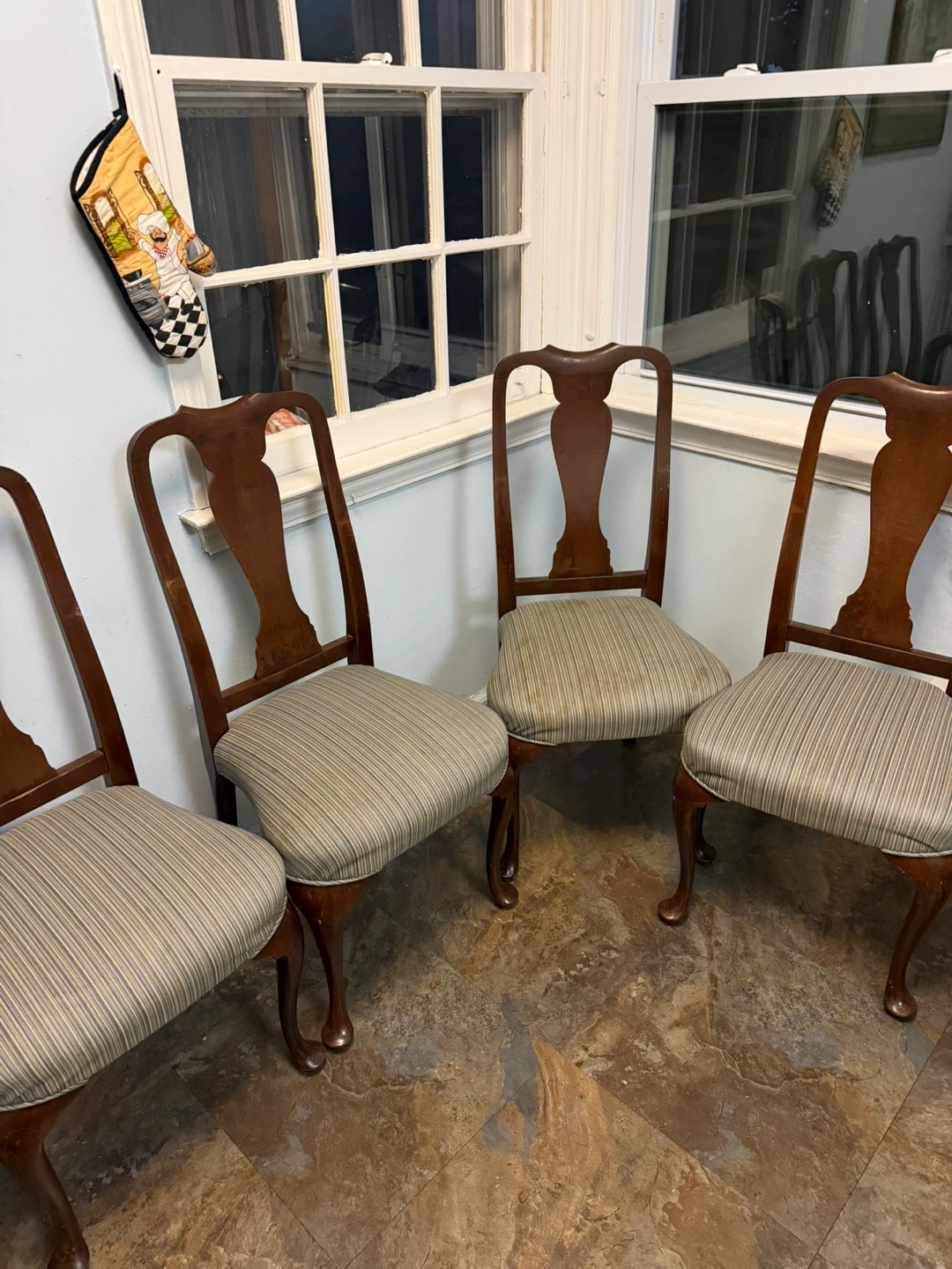 Set of 4 Wooden Dining Chairs with Upholstered Seats