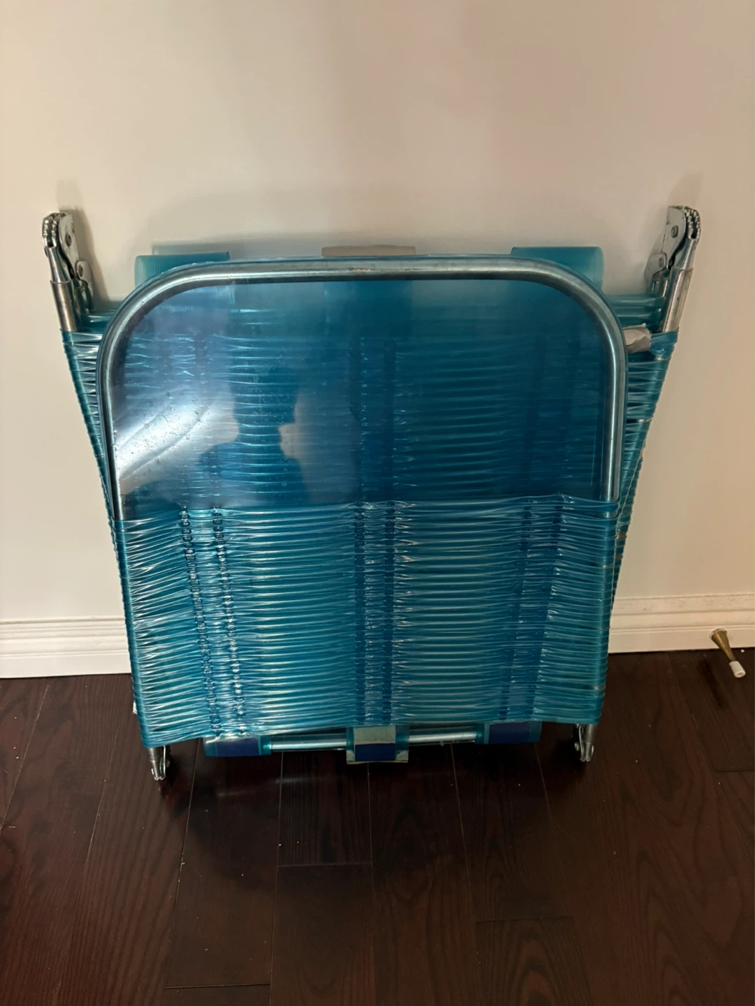 Blue Plastic Webbed Folding Chair - photo 2