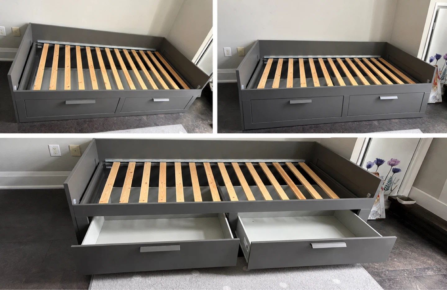 Grey Daybed with 2 Drawers