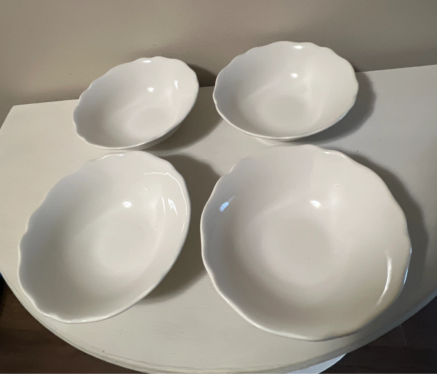 Set of 4 White Ceramic Serving Bowls