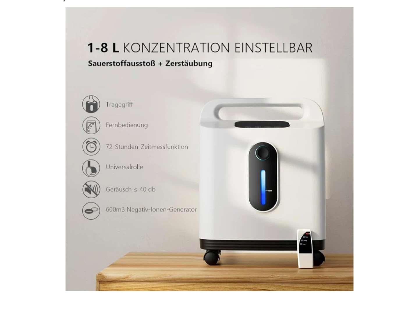 Portable Oxygen Concentrator 1-8 Litres/Minute Adjustable - photo 4
