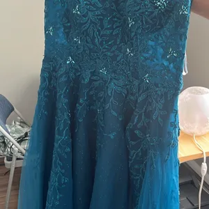 Teal Formal Gown with Beading and Glitter