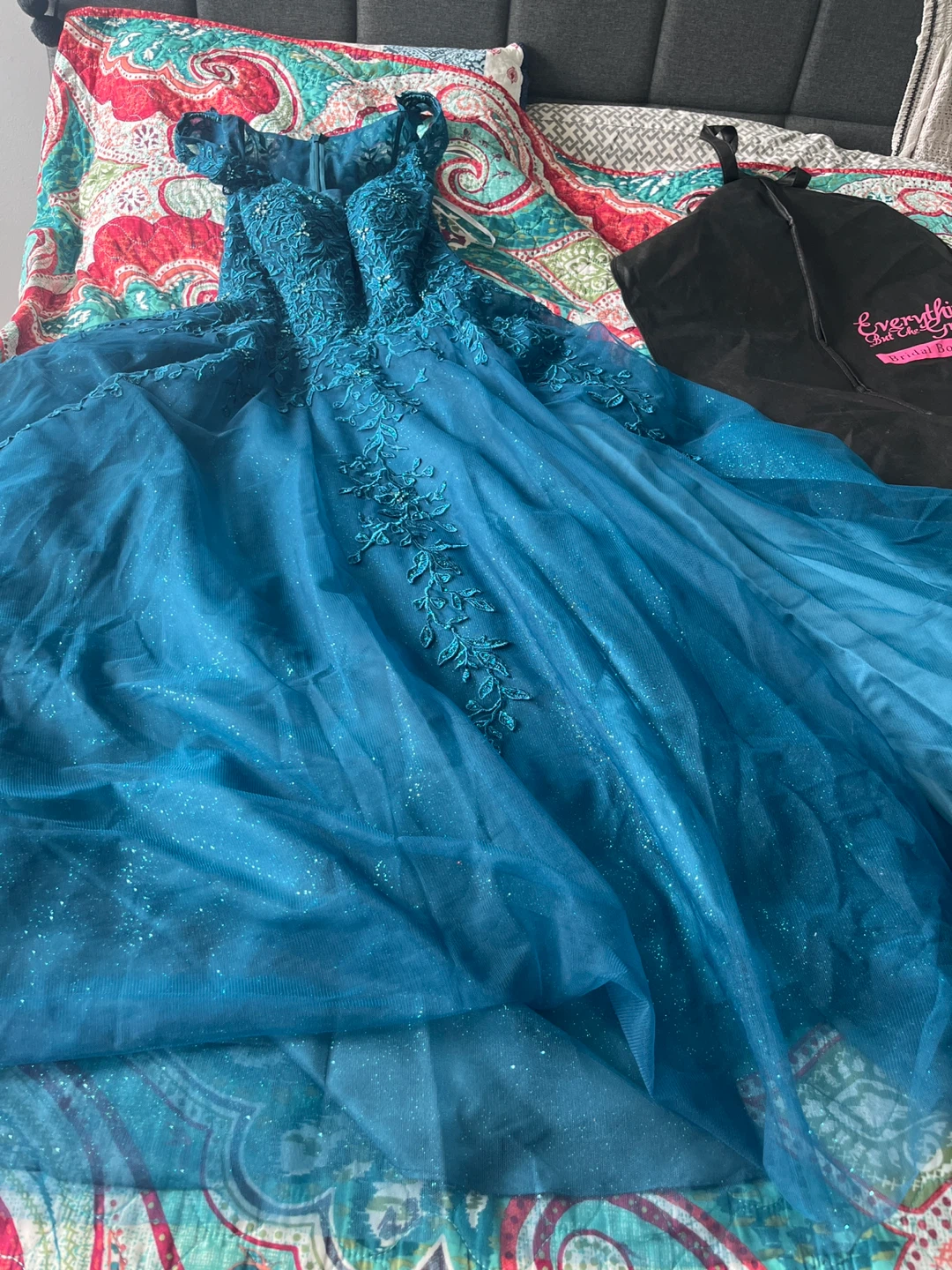 Teal Formal Gown with Beading and Glitter - photo 4